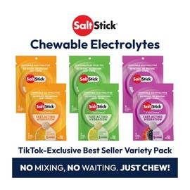 SaltStick Chewable Electrolyte Tablets - Fast Acting Hydration - Variety Pack - No Mixing No Waiting Just Chew - Vegan & Non-GMO - Tart Orange, Lemon Lime, & Mixed Berry