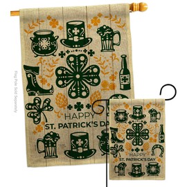Breeze Decor Irish for A Day Garden House Flag Set Springtime St Patrick Shamrock Leprechaun Lucky Coin Holiday March Clover Decoration Banner Small Yard Gift Double-Sided, Made in USA