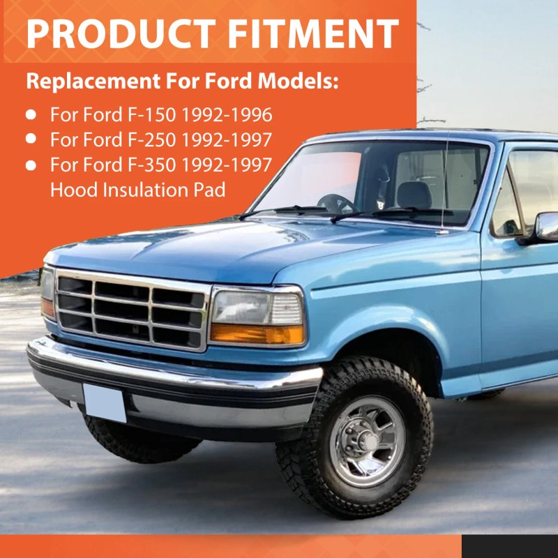 KOJEM Hood Insulation Pad Heat Shield Fit For 1992-1997 Ford
