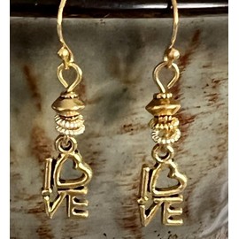 Gold Dangle LOVE Earrings Love Romance. Jewelry Earrings for Women #3298FE271