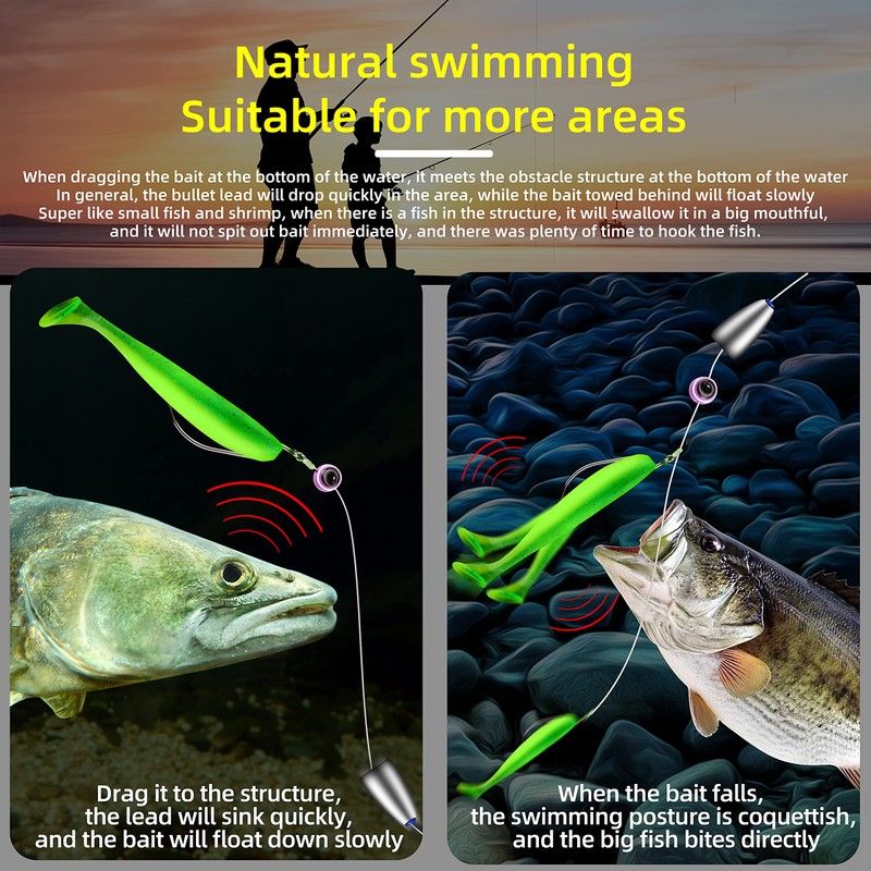 Rikimaru Fishing Ready Texas Rigging Fluorocarbon Fishing Line with Worm