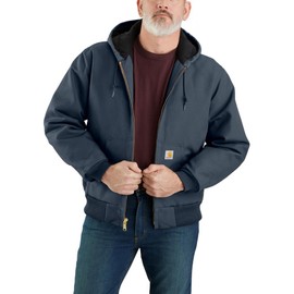 Carhartt Men's J140 Loose Fit Firm Duck Insulated Flannel-Lined Active Jac, Dark Navy