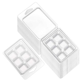 25 Pcs 6 Cavity Clear Plastic Wax Melt Molds Small Wax Melt Containers Wax Melt Cube Trays Square Wax Molds Clamshell Wax Melt Molds Empty Wax Melt Boxes for Soap