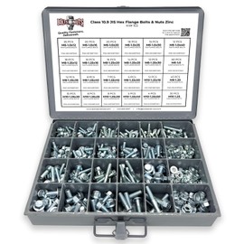 Metric Class 10.9 JIS Hex Cap Flange Frame Bolts Screws & Flange Nuts Assortment Kit - 402 Pieces!