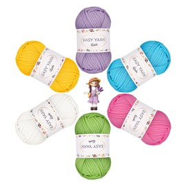 ilauke Crochet Yarn 6x50g, Multicoloured Easy Knitting Yarn Thick Yarn, Crochet Wool Chunky Thick Bulky Cotton Yarn for Knitting, Crochet and Crafts