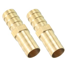 sourcing map 2 Pcs Brass Hose Barb Fitting Straight Connector Coupler, 1/2" ID Brass Fitting Air Hose Fittings for Connecting Water Fuel Air, Oil Hoses