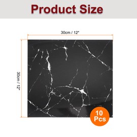 HARFINGTON 10pcs Peel and Stick Marble Tiles, Waterproof Wall Panel Backsplash, 12"x12" PVC Peel and Stick Shower Tiles for Bathroom, Kitchen, Living, Black and White Root Design