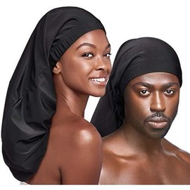Unisex Silky Spandex Loc Cap, Dreadlocks & Braids Cap, Shower Cap, Sleep Cap, Black (X-Long) - Color: Super Jumbo