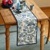 ISAENNE Designer Elegant Linen Table Runner 71 Inches, Blue Flower