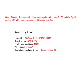 Earth Star Thermocouple for Outdoor Heating Element M60.75 Head Thread with M8x1, M9x1 Connection Nuts, ESTH-007-010