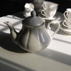 GuangYang 15-pcs Porcelain Tea sets for Adults, Off White Embossed