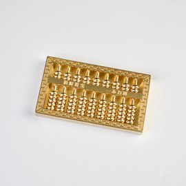 Brass Mini Abacus, Copper Decoration, Chinese Calculator Math Tool for Kids Adults, Gold (09-3)