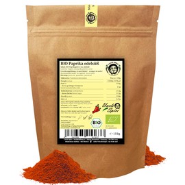 UNCLE SPICE® Organic Paprika Powder Elegant Sweet 150 g - Spanish Pepper Spice Finely Ground - Mild, Aromatic Taste for Vegan Kitchen, Tapas, Vegetables & Bowls - Natural & DE-ÖKO-005 Certified