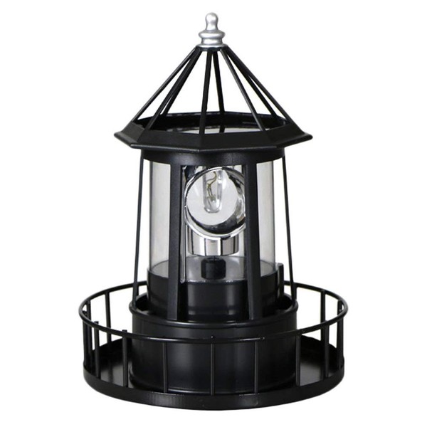 Cabilock LED Rotating Lighthouse Solar Beacon Tower Lamp Water Resistant