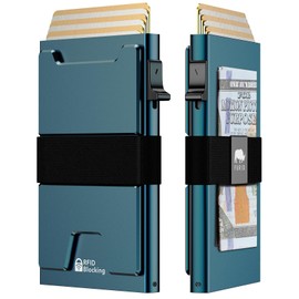 Smart Card Wallet for Men Slim: Minimalist Wallet for Men - RFID Blocking Pop Up Front Pocket Wallet, Metal Wallet 11 Card Holder