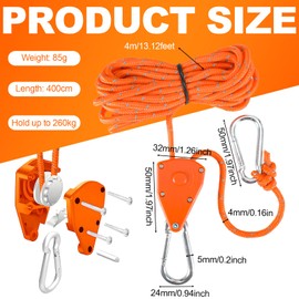 ueslwser 4 x 4 mm guy ropes with rope tensioner, 4 m reflective guy ropes, adjustable rope ratchet with hooks, tent cord, luminous camping cord for awning, washing line