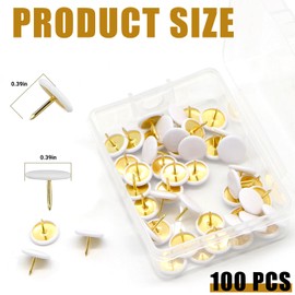 100 Pcs Drawing Pins – White Push Pins, Thumbtacks for Office, School, and Home Use, Ideal for Cork Boards, Bulletin Boards, and More
