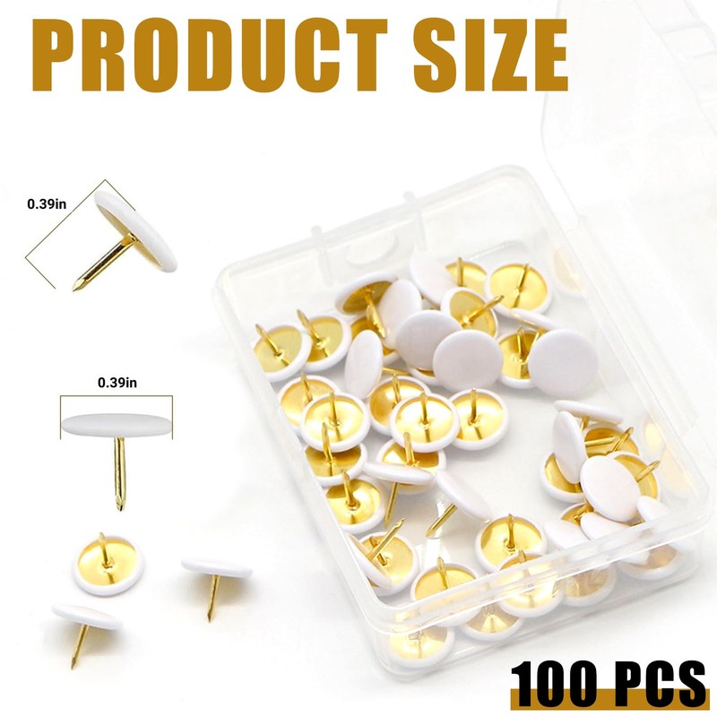 100 Pcs Drawing Pins – White Push Pins, Thumbtacks for