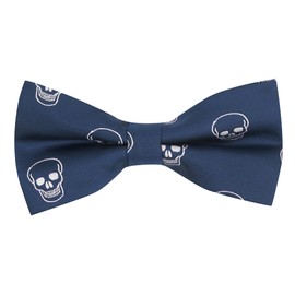 King & Priory Navy Embroidered Skull Bow Tie, Blue, One Size, blue, Unit size