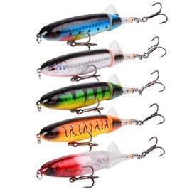Aneew 5 Pack Topwater Pencil Whopper Popper Spinnerbaits Bass Fishing Lures Rotating Tail Trout Swimbaits 4"/0.45oz