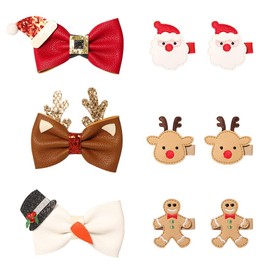 9 Pcs Christmas Hair Clips for Kids Toddler Girls Reindeer Antler Santa Claus Bows Barrettes Gingerbread Man Sequined Hairpin Snowman Cute Hair Accessories for Women Toddlers Birthday Gifts