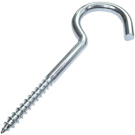 AERZETIX - C47877 - Set of 10 - Screw Hooks for Wood - with Wood Thread - Diameter 6.8 x 120 mm - Galvanised Steel - DIY - Length without Hooks 77 mm