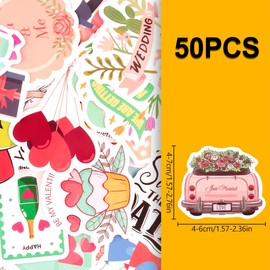 Lotsdonxia 50PCS Wedding Girl Heart Stickers Sweet Style Healing Heart Cartoon Stickers Suitable for Holiday Wedding Decoration Doodle