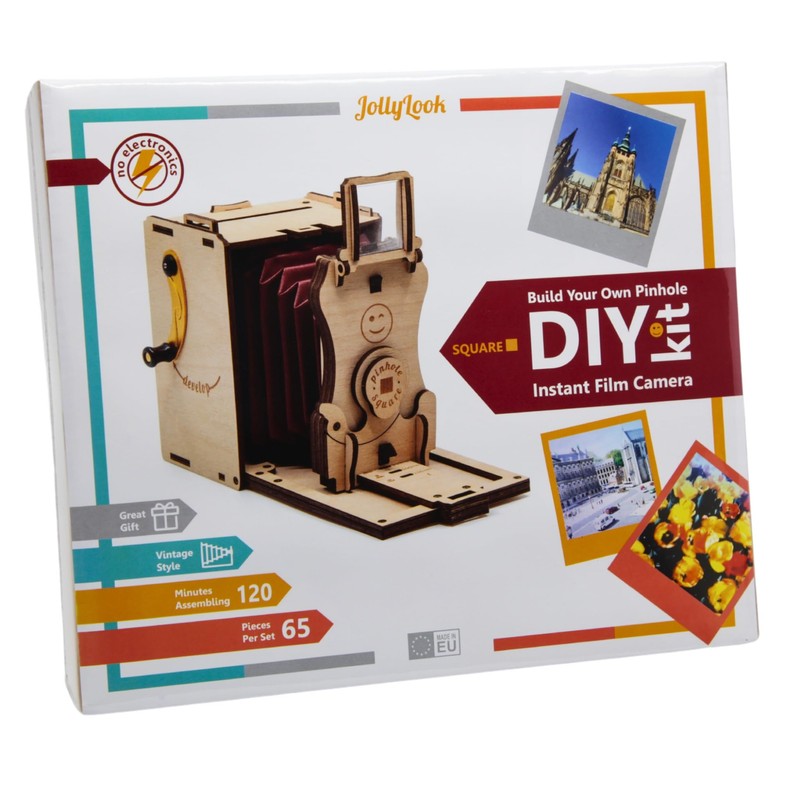 JollyLook Pinhole SQUARE Instant Film Camera DIY Kit Natural Wood