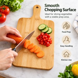 Bamboo Cutting Board for Kitchen Prep – Built-In Handle with 2 Size Options for Vegetables, Meat, Pizza & Serving