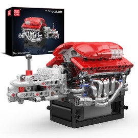 Mould King 10226 Engine Model Kit That Runs- Build Your Own STEM V12 Model Engine with Transmission, 12-Cylinder Supercar Engine kit Building Engineering Toys for Kids/Adults Collections (863+PCS)