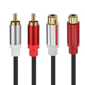 MOTONG 2RCA to 2 RCA Splitter Cable, Gold Plated RCA 2 Male to 2 Female Stereo Audio Video Cable Cord Wire for Home Theater, Subwoofer, Hi-Fi System, 1.5M/4.92FT(Male to Female)