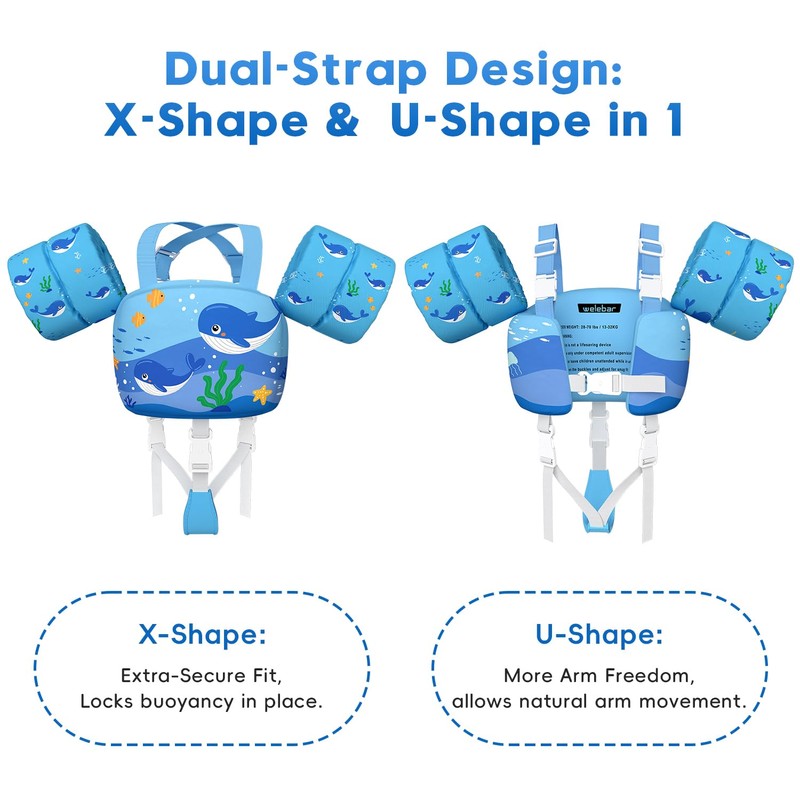 Welebar Toddler Swim Vest for Boys & Girls 28-70 lbs,