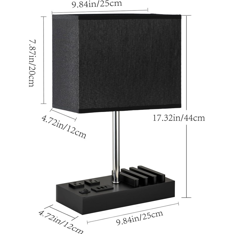 Briever USB Table Lamp, Multi-Functional Desk Lamp with 2 AC