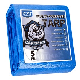 CARTMAN CARTMAN Finished Size 10x12 Feet Blue Poly Tarp 5 Mil Thick, Multipurpose Protective Cover for Camping, Tent, Boat, RV, Car