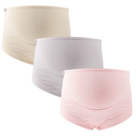 FEOYA Womens Over The Bump Maternity Underwear Cotton Seamless Pregnant Panties High Rise Adjustable Briefs
