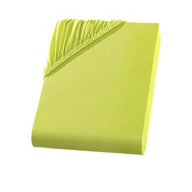Hometex Premium Textiles Fitted Sheet 140-160 x 200 cm, Jersey Bed Sheet Made of 100% Microfibre, Mattresses up to 23-25 cm, Oeko-Tex Made in Green, Apple Green