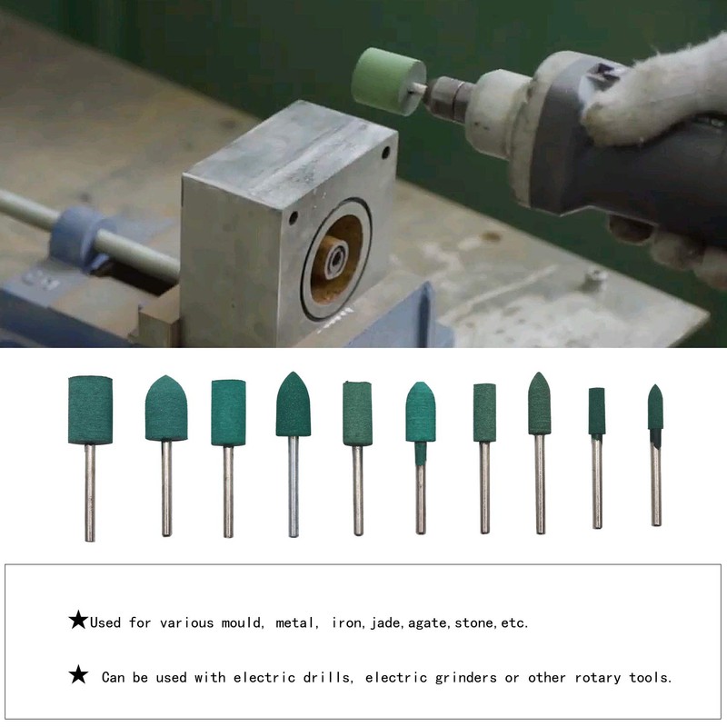 HEYMOUS Rubber Polishing Bits Polishing Drill Bit Green Buffer Abrasive