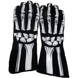 RJS Racing Equipment Men's Double Layer Skeleton Gloves(White, Medium), 1 Pack