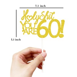 Decoración para tartas de 60 cumpleaños con purpurina dorada, divertida decoración para tartas de 60 cumpleaños para hombres, 60 decoraciones para tartas para mujeres, 60 cumpleaños