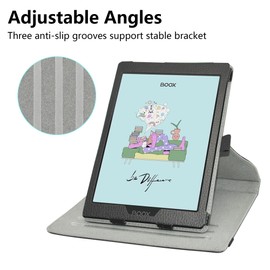 JRTAL Case Compatible with BOOX Tab Mini C, 360° Rotating Cover Faux Leather Protective Case with Stand Function for BOOX Tab Mini C 7.8 Inch Tablet - Black