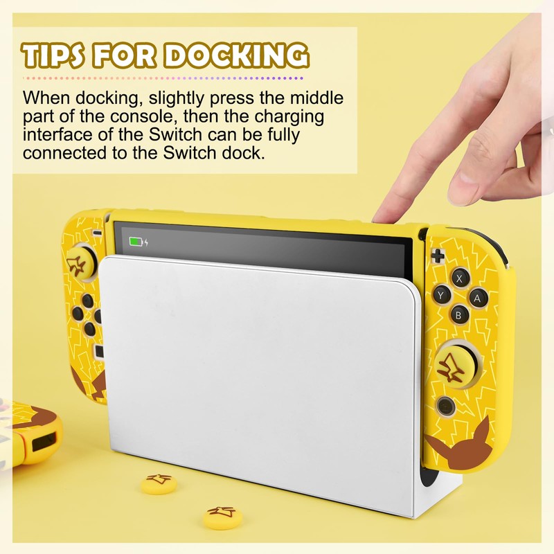 DLseego Protective Case for Switch OLED,Slim Soft Dockable Protective Shell