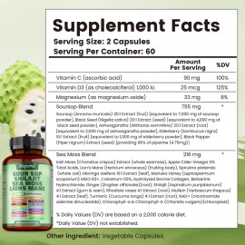 Soursop Dietary Supplement with Shiitake Mushroom, Seaweed & Lion's Mane – 24-in-1 Formula for Skin, Joint & Bone Health – 120 Capsules per Bottle