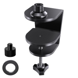 Heavy Duty Metal Table Microphone Clamp with 5/8 Thread, Desk Mount，Adjustable Boom Arm Clamp，Perfect for Studio, Live Streaming, and Teaching，podcasting, Streaming, Church, Podium use，Black。