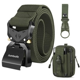 Jumbofit Military Tactical Belt for Men and Women, Work Belt with Quick Release Buckle,Gift with Molle Pouch & Water Bottle Clip