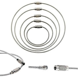 50Pcs Stainless Steel Wire Keychains Loop Aircraft Cable Key Ring String Wire Loop for Luggage Tag, Keyring, ID Tag Keeper, Silver, Length:20cm/8inch