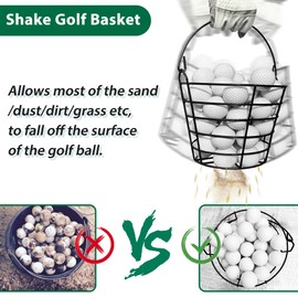 10L0L Metal Golf Ball Basket with Handle, Heavy Duty Golf Ball Bucket 2 Pack