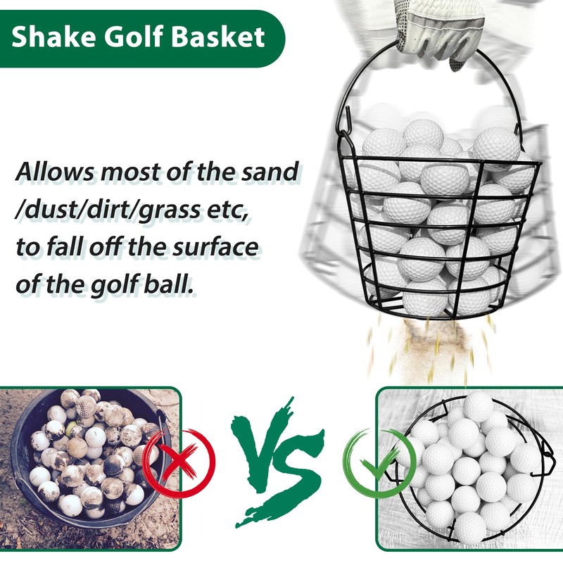 10L0L Metal Golf Ball Basket with Handle, Heavy Duty Golf