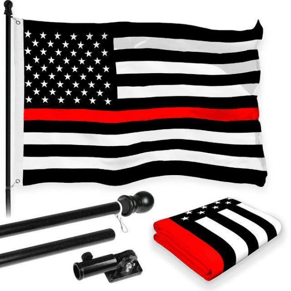 G128 Combo Pack: 6 Feet Tangle Free Spinning Flagpole (Black)