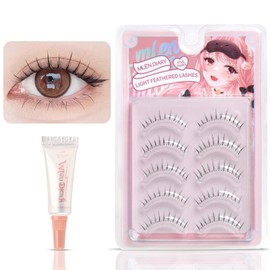 Natural False Eyelashes, Corner of Eyes, Thin Transparent Axis, Handmade, Natural, Short Top Eyelashes, Popular, Handmade False Eyelashes, Actress Eyelashes, Thin Makeup, Clear, Lifestyle Makeup False