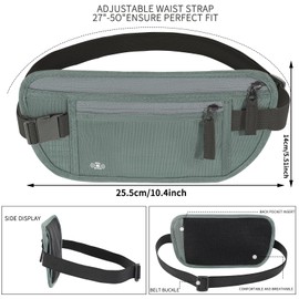 Money Belt For Travel Women Men Hidden Rfid Passport Holder For Travel (Dark Green)